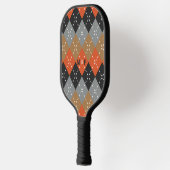 Sinaasappel Lichtgrijs Tan Off Zwart Argyle Pickleball Paddle (Links)