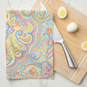  Sinaasappel Lime Green Pink Floral Art Theedoek