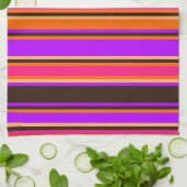 Sinaasappel, magenta en Paarse gestreepte keukenha Theedoek (Gevouwen)