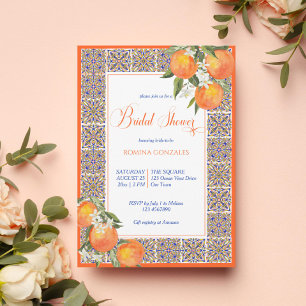 Sinaasappel majolica mediterrane tegels bruiloftsd kaart