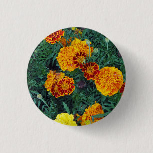  Sinaasappel Marigolds Floral Foto Ronde Button 3,2 Cm