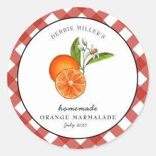 Sinaasappel Marmalade Geruite Ronde Jam Sticker