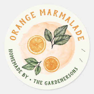 Sinaasappel Marmalade Waterverf Klassieke ronde St Sticker