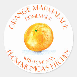 Sinaasappel marmelade Waterverf Fruit Kitchen Klas Ronde Sticker