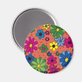 Sinaasappel met helder gekleurde bloemen magneet (Voorkant / Achterkant)