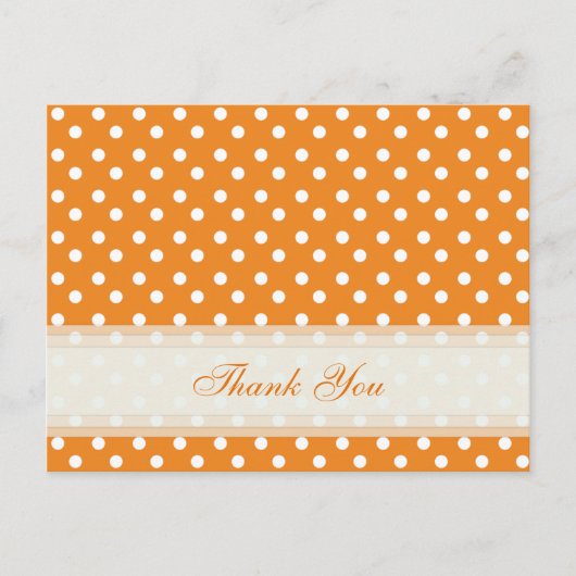 Sinaasappel met witte polka dot Dank u kaarten (Voorkant)