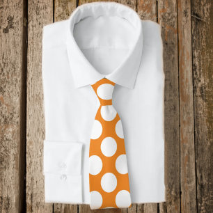 Sinaasappel met Witte Polka Dots Retro Stropdas