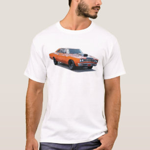 Sinaasappel met zwarte streep 1967 Plymouth Roadru T-shirt