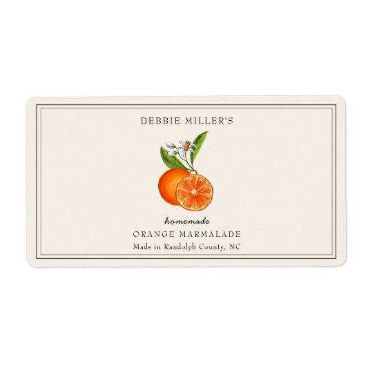 Sinaasappel moutermelade Pot op off witte rechthoe Etiket (Voorkant)