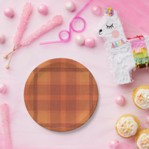 Sinaasappel najaar Herfst Pset Tartan Papieren Bordje