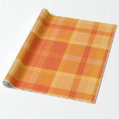 Sinaasappel najaar Herfst Pset Tartan Wrapping P Cadeaupapier (Uitgerold)