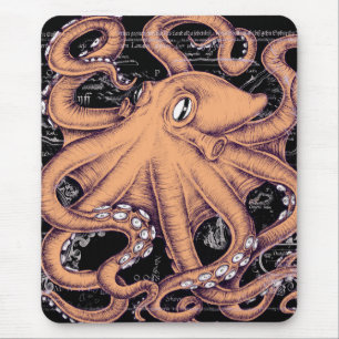 Sinaasappel Octopus Tentacles inkt Muismat