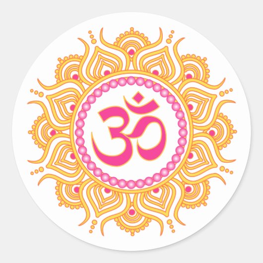 Sinaasappel om mandala sticker (Voorkant)