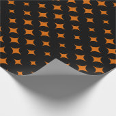 Sinaasappel op Black Halloween Pattern Cadeaupapier (Hoek)