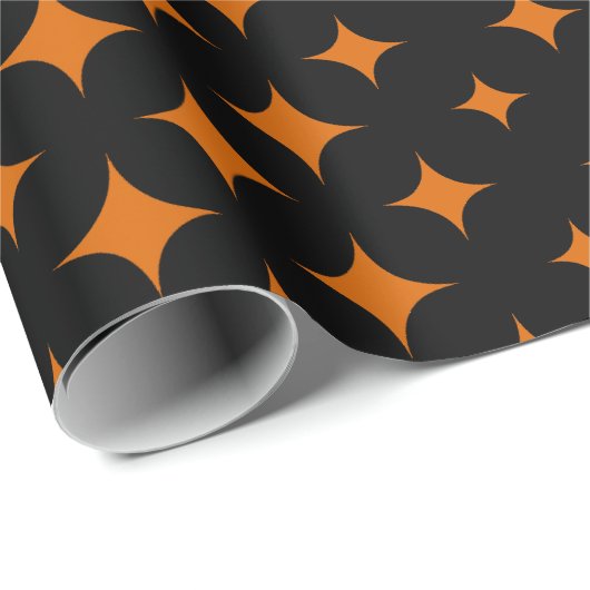 Sinaasappel op Black Halloween Pattern Cadeaupapier (Rol Hoek)
