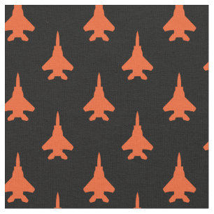 Sinaasappel op Black Strike Eagle Fighter Jet Patt Stof
