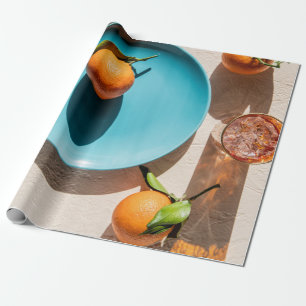 Sinaasappel op bord cadeaupapier