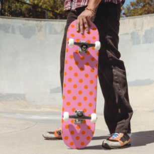 Sinaasappel op roze stippen Patroonontwerp Skateboard