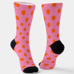 Sinaasappel op roze stippen Patroonontwerp Sokken