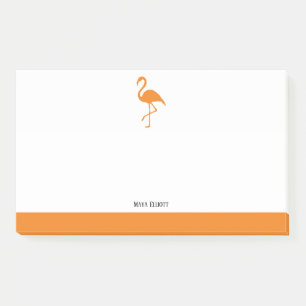 Sinaasappel op Witte Flamingo & Rand met Naam Post-it® Notes