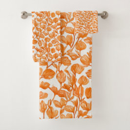 sinaasappel orchidee bloempatroon bad handdoek