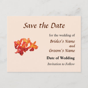 Sinaasappel Orchideeën Save the Date Aankondigingskaart