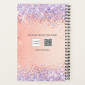 Sinaasappel paarse roos Goud Violet Glitter Script Planner (Achterkant)
