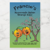 Sinaasappel Pals Grappige Cartoon Cake Marmalade e Voedselcontainer Etiket (Enkel label)