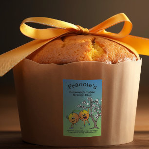 Sinaasappel Pals Grappige Cartoon Cake Marmalade e Voedselcontainer Etiket