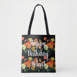 Sinaasappel papaver bloemen Birthday Girl Bag Draagtas