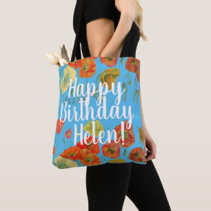 Sinaasappel papaver bloemen Birthday Womans Bag Draagtas