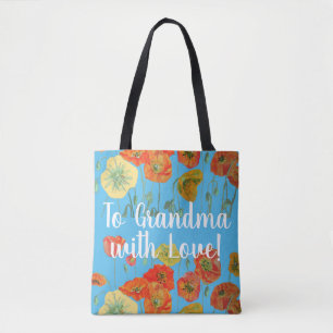 Sinaasappel papaver bloemen Grootma Love Bag Draagtas