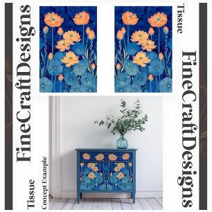 Sinaasappel Perzik Bloemen & Teal Decoupage L&R 15 Tissuepapier