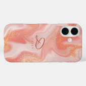 Sinaasappel Perzik Goud Glitter Marmer  Case-Mate iPhone Case (Achterkant (horizontaal))