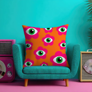 Sinaasappel&Pink Evil Evil Eye Flowers BOHO Sierku Kussen