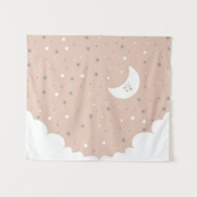 Sinaasappel Pink Moon en Stars Night Sky