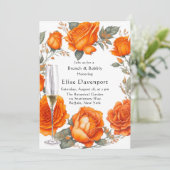  Sinaasappel Pioenrozen Brunch & Bubbly Kaart (Staand voorkant)