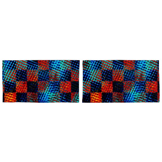 Sinaasappel plaid bijna rood, blauw en faux dirty kussensloop (Voorkant-Set)