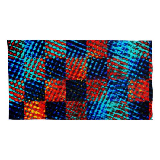 Sinaasappel plaid bijna rood, blauw en faux dirty kussensloop (Achterkant-Rechts)