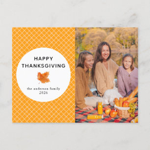 Sinaasappel Plaid   Gelukkige Thanksgiving Herfstf Feestdagenkaart