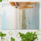 Sinaasappel Pommeren in Sandy Beach Theedoek (Gevouwen)