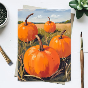 Sinaasappel Pompoenveld Herfst Feestdagenkaart