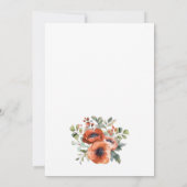 Sinaasappel Poppy Flowers Bruiloft Save the Date (Achterkant)