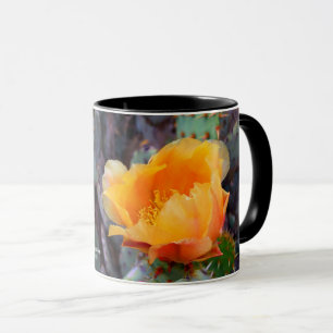 Sinaasappel Prickly Pear Cactus Bloesem Bloesem Mok