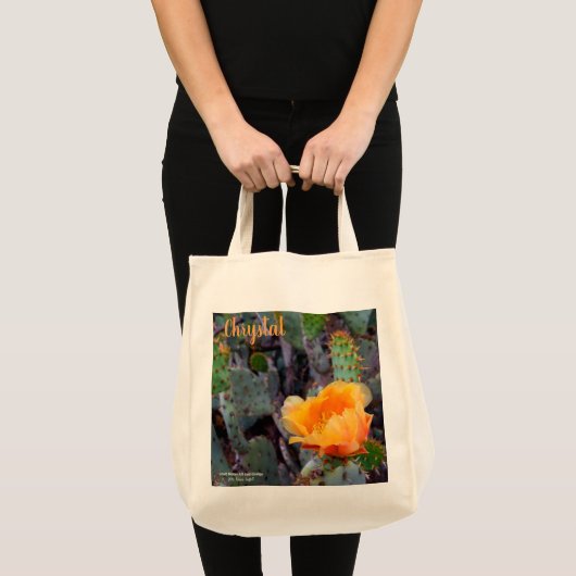 Sinaasappel Prickly Pear Cactus Bloesem Bloesem Tote Bag (Voorkant (product))