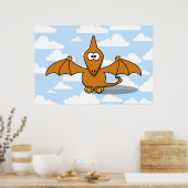 Sinaasappel PterodactylCartoon Poster (Keuken)
