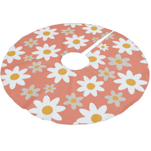 Sinaasappel Retro Groovy Madeliefjespatroon Vakant Kerstboom Rok