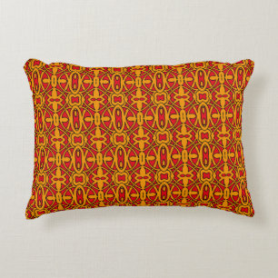 Sinaasappel & Rode Hand getrokken Patroon Decoratief Kussen