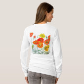 Sinaasappel Rode Klaproos Bloem Patroon Aquarel T-shirt (Achterkant volledig)
