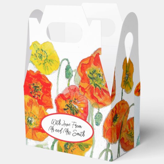 Sinaasappel Rode Klaproos Bloem Patroon Waterverf Bedankdoosjes (Open)